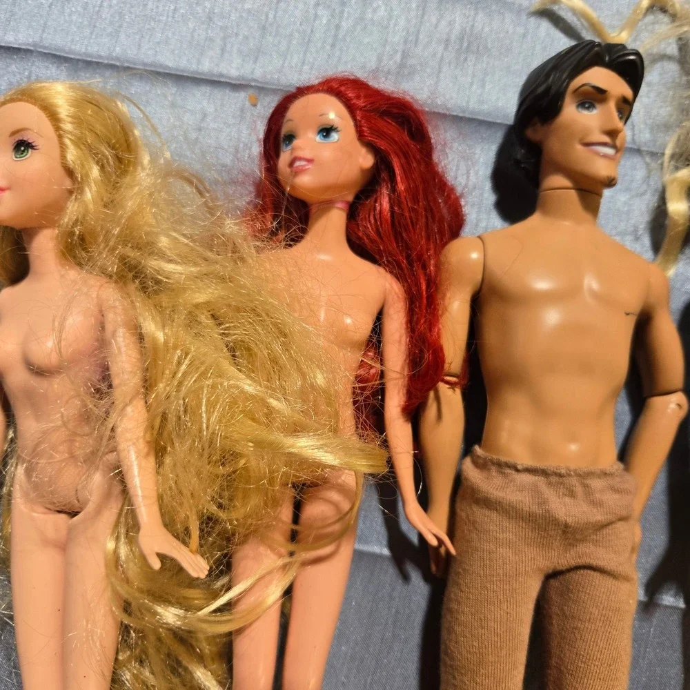 Disney Princess Doll Lot Ariel Elsa Tiana Cinderella Snow White Flynn Rider‎ 7pc